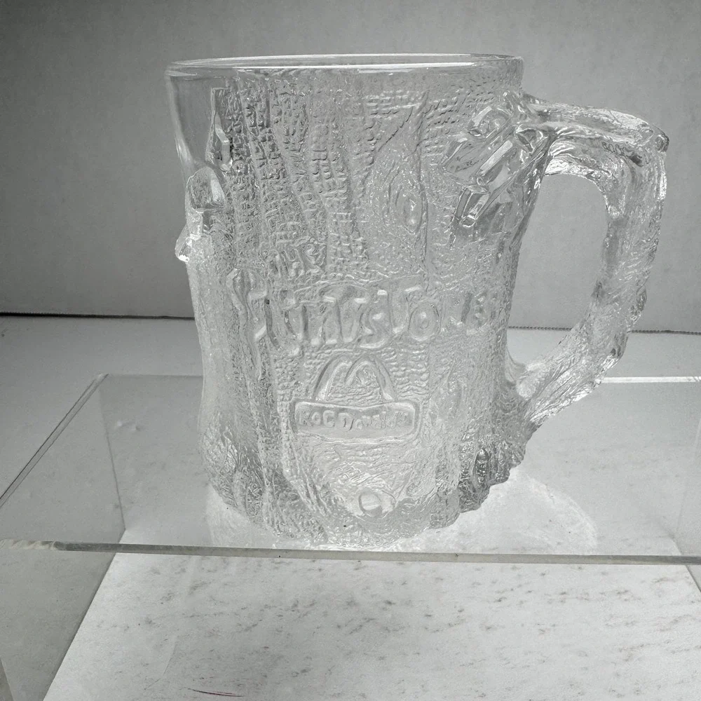 Vintage 1993 McDonald's The Flintstones Movie Tree-Mendous Clear Glass Mug